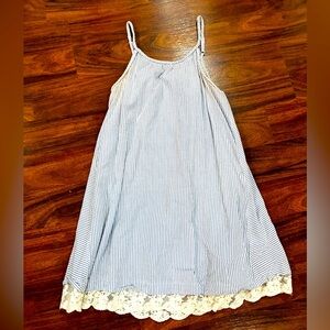 Blue, White, and Lace Seersucker Dress/Top
